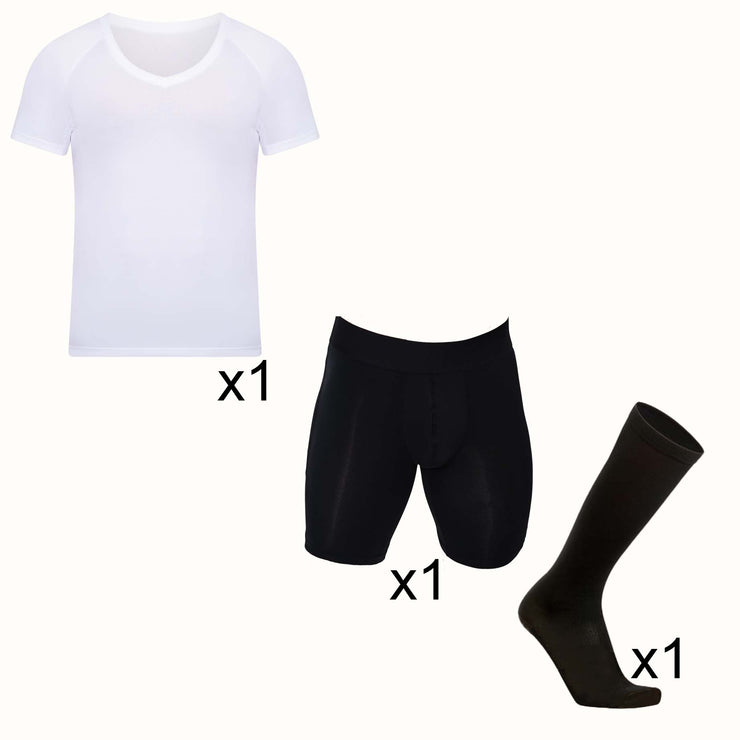 Triple Pack Essentiel - T-shirt x1, Boxer x1, Chaussettes x1 (Homme) -  Anti-transpiration