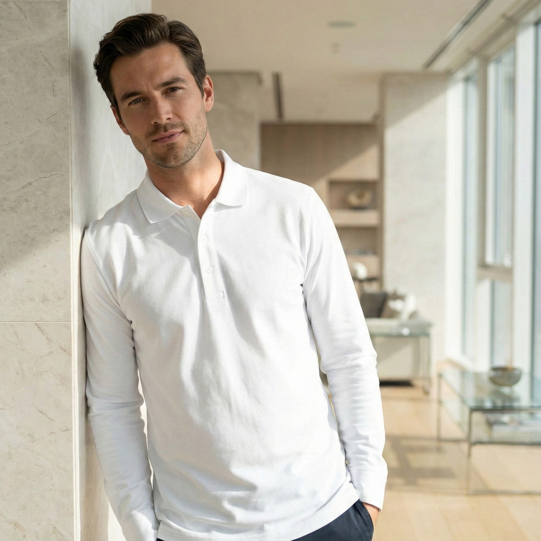 Polo anti-transpirant et anti-tache manche longue